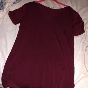 Wine colored super soft v neck tee